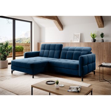 Coltar extensibil stanga 3 locuri ELTAP, Lore-29, Lorelle, 225x160x105 cm, lemn/poliester, albastru inchis