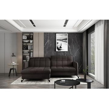 Coltar extensibil stanga 3 locuri ELTAP, Lore-36, Lorelle, 225x160x105 cm, lemn/poliester, maro inchis