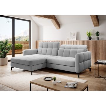 Coltar extensibil stanga 3 locuri ELTAP, Lore-39, Lorelle, 225x160x105 cm, lemn/poliester, gri