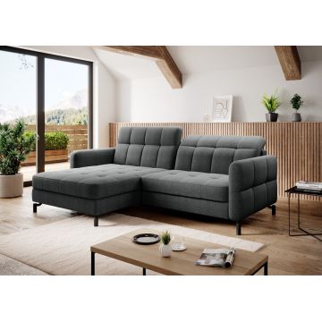 Coltar extensibil stanga 3 locuri ELTAP, Lore-46, Lorelle, 225x160x105 cm, lemn/poliester, gri inchis