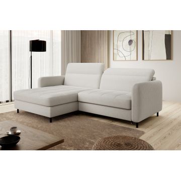 Coltar extensibil stanga 3 locuri ELTAP, LT-01ROY, Gomsi, 228x165x100 cm, lemn/poliester, alb