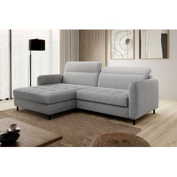 Coltar extensibil stanga 3 locuri ELTAP, LT-03RAQ, Gomsi, 228x165x100 cm, lemn/poliester, gri deschis