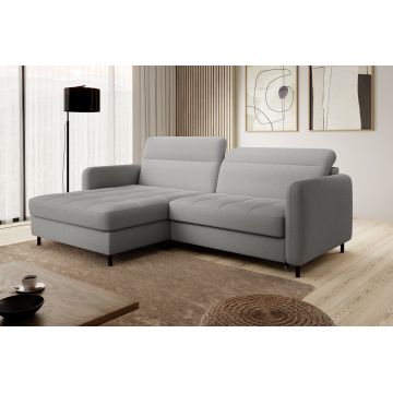Coltar extensibil stanga 3 locuri ELTAP, LT-04ROY, Gomsi, 228x165x100 cm, lemn/poliester, gri deschis