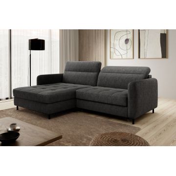 Coltar extensibil stanga 3 locuri ELTAP, LT-05RAQ, Gomsi, 228x165x100 cm, lemn/poliester, gri inchis