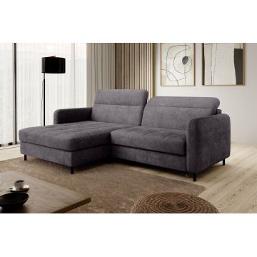 Coltar extensibil stanga 3 locuri ELTAP, LT-05TOU, Gomsi, 228x165x100 cm, lemn/poliester, gri inchis