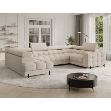 Coltar extensibil stanga 3 locuri ELTAP, LT-18CAL, Fectory, 346x205x93 cm, lemn/poliester, bej deschis