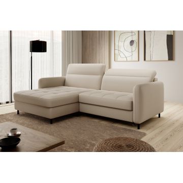 Coltar extensibil stanga 3 locuri ELTAP, LT-18MAN, Gomsi, 228x165x100 cm, lemn/poliester, bej deschis
