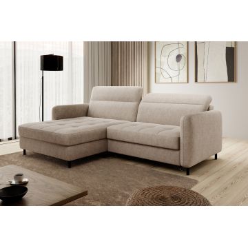 Coltar extensibil stanga 3 locuri ELTAP, LT-18RAQ, Gomsi, 228x165x100 cm, lemn/poliester, bej