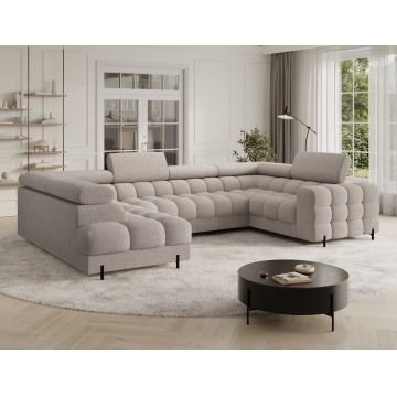 Coltar extensibil stanga 3 locuri ELTAP, LT-18ROY, Fectory, 346x205x93 cm, lemn/poliester, bej deschis