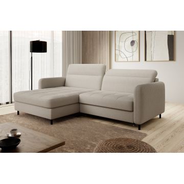 Coltar extensibil stanga 3 locuri ELTAP, LT-18ROY, Gomsi, 228x165x100 cm, lemn/poliester, bej deschis