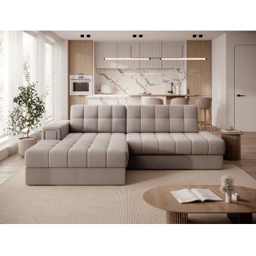 Coltar extensibil stanga 3 locuri ELTAP, LT-18SO, Blezalt, 240x150x82 cm, lemn/poliester, bej deschis