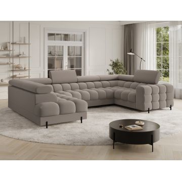 Coltar extensibil stanga 3 locuri ELTAP, LT-18SO, Fectory, 346x205x93 cm, lemn/poliester, bej inchis