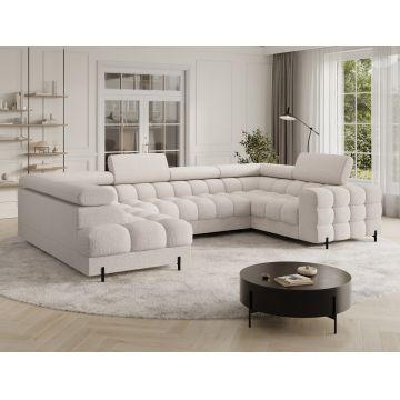 Coltar extensibil stanga 3 locuri ELTAP, LT-20BAF, Fectory, 346x205x93 cm, lemn/poliester, bej deschis