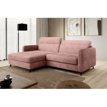 Coltar extensibil stanga 3 locuri ELTAP, LT-24TOU, Gomsi, 228x165x100 cm, lemn/poliester, roz
