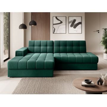 Coltar extensibil stanga 3 locuri ELTAP, LT-35LU, Blezalt, 240x150x82 cm, lemn/poliester, verde inchis