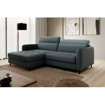 Coltar extensibil stanga 3 locuri ELTAP, LT-38MAN, Gomsi, 228x165x100 cm, lemn/poliester, verde