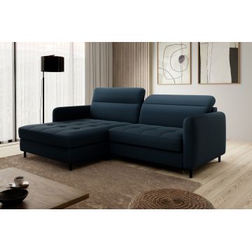 Coltar extensibil stanga 3 locuri ELTAP, LT-40MAN, Gomsi, 228x165x100 cm, lemn/poliester, albastru inchis