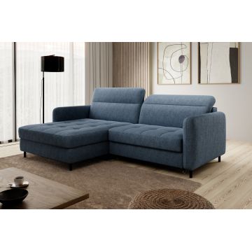 Coltar extensibil stanga 3 locuri ELTAP, LT-40RAQ, Gomsi, 228x165x100 cm, lemn/poliester, albastru