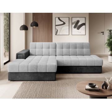Coltar extensibil stanga 3 locuri ELTAP, LT-84MO-97MO, Blezalt, 240x150x82 cm, lemn/poliester, gri deschis/gri inchis