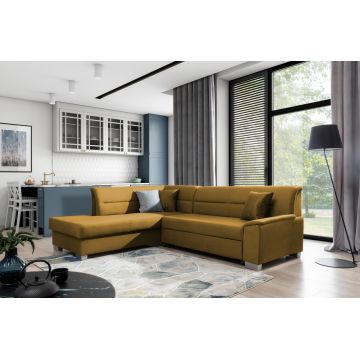 Coltar extensibil stanga 4 locuri ELTAP, BR42, Bergen, 247x214x83 cm, lemn/poliester, mustar