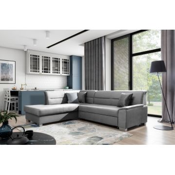 Coltar extensibil stanga 4 locuri ELTAP, BR52, Bergen, 247x214x83 cm, lemn/poliester, gri