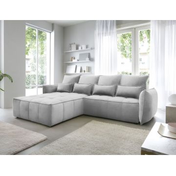 Coltar extensibil stanga 4 locuri ELTAP, LT-03NU, Campo, 265x196x88 cm, lemn/poliester, gri deschis