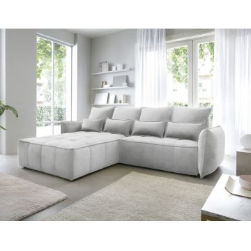 Coltar extensibil stanga 4 locuri ELTAP, LT-03REL, Campo, 265x196x88 cm, lemn/poliester, gri deschis