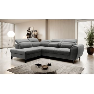 Coltar extensibil stanga 4 locuri ELTAP, LT-04FL, Noble, 255x201x100 cm, lemn/poliester, gri