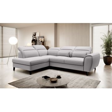Coltar extensibil stanga 4 locuri ELTAP, LT-04GO, Noble, 255x201x100 cm, lemn/poliester, gri deschis
