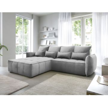 Coltar extensibil stanga 4 locuri ELTAP, LT-04NU, Campo, 265x196x88 cm, lemn/poliester, gri inchis