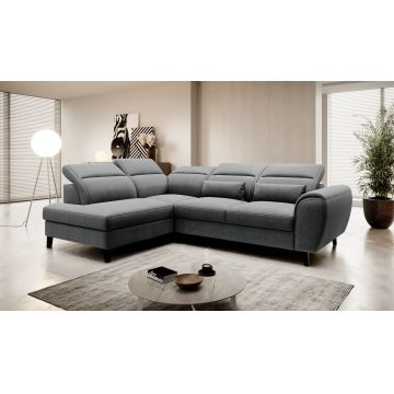 Coltar extensibil stanga 4 locuri ELTAP, LT-05VER, Noble, 255x201x100 cm, lemn/poliester, gri inchis