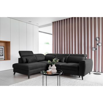 Coltar extensibil stanga 4 locuri ELTAP, LT-06NU, Noble, 255x201x100 cm, lemn/poliester, gri inchis