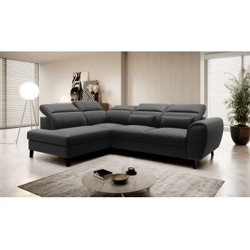 Coltar extensibil stanga 4 locuri ELTAP, LT-10FL, Noble, 255x201x100 cm, lemn/poliester, negru