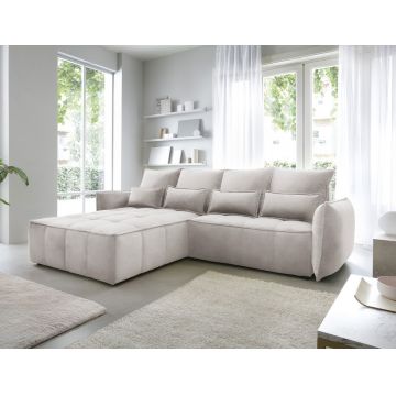 Coltar extensibil stanga 4 locuri ELTAP, LT-18REL, Campo, 265x196x88 cm, lemn/poliester, bej deschis