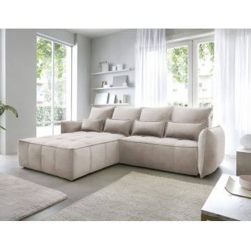 Coltar extensibil stanga 4 locuri ELTAP, LT-20REL, Campo, 265x196x88 cm, lemn/poliester, bej deschis