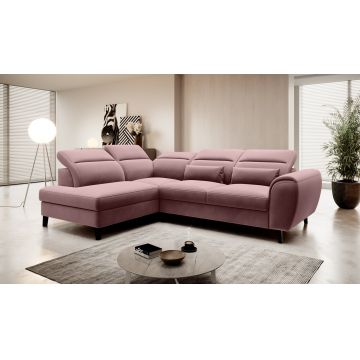Coltar extensibil stanga 4 locuri ELTAP, LT-24VE, Noble, 255x201x100 cm, lemn/poliester, roz