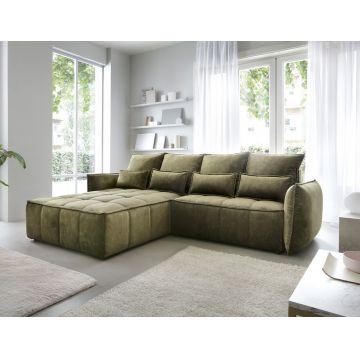 Coltar extensibil stanga 4 locuri ELTAP, LT-33TOS, Campo, 265x196x88 cm, lemn/poliester, verde olive