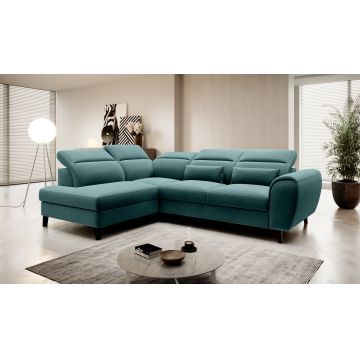 Coltar extensibil stanga 4 locuri ELTAP, LT-38VE, Noble, 255x201x100 cm, lemn/poliester, verde