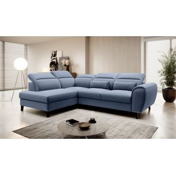 Coltar extensibil stanga 4 locuri ELTAP, LT-40GO, Noble, 255x201x100 cm, lemn/poliester, albastru