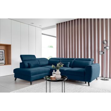 Coltar extensibil stanga 4 locuri ELTAP, LT-40NU, Noble, 255x201x100 cm, lemn/poliester, albastru inchis