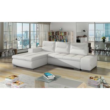 Coltar extensibil stanga 4 locuri ELTAP, Ov42, Ottavio, 275x180x85 cm, lemn/poliester, alb