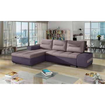 Coltar extensibil stanga 4 locuri ELTAP, Ov46, Ottavio, 275x180x85 cm, lemn/poliester, roz/mov