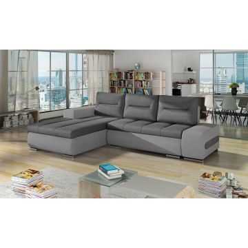 Coltar extensibil stanga 4 locuri ELTAP, Ov49, Ottavio, 275x180x85 cm, lemn/poliester, gri inchis/gri