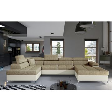 Coltar extensibil stanga 5 locuri ELTAP, Edr-02, Eduardo, 337x205x88 cm, lemn/poliester, bej/crem