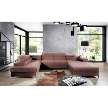 Coltar extensibil stanga 5 locuri ELTAP, Edr-107, Eduardo, 337x205x88 cm, lemn/poliester, roz