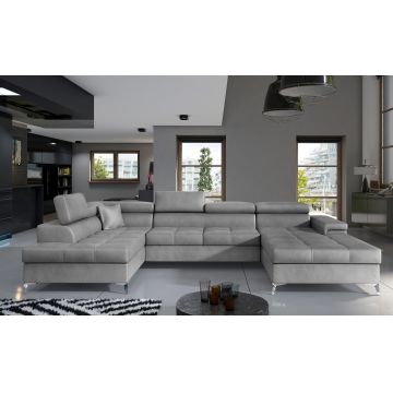Coltar extensibil stanga 5 locuri ELTAP, Edr-16, Eduardo, 337x205x88 cm, lemn/poliester, gri