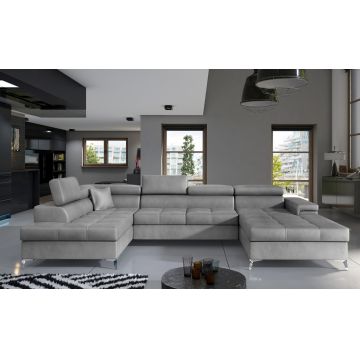 Coltar extensibil stanga 5 locuri ELTAP, Edr-16, Eduardo, 337x205x88 cm, lemn/poliester, gri