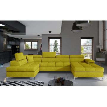 Coltar extensibil stanga 5 locuri ELTAP, Edr-18, Eduardo, 337x205x88 cm, lemn/poliester, galben