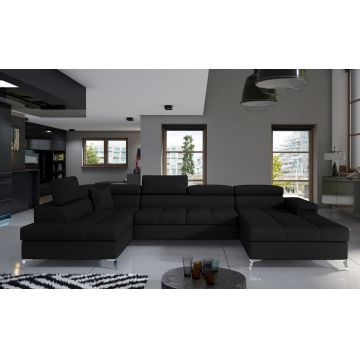 Coltar extensibil stanga 5 locuri ELTAP, Edr-24, Eduardo, 337x205x88 cm, lemn/poliester, negru