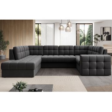 Coltar extensibil stanga 5 locuri ELTAP, LT-06SO, Blewett, 299x198x82 cm, lemn/poliester, gri inchis